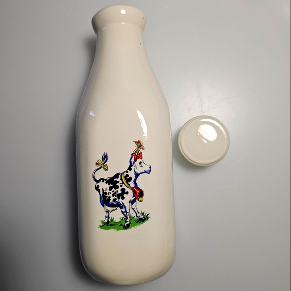 Vintage Ceramic Painted Milk Bottle Carafe - Picture 8 of 13
